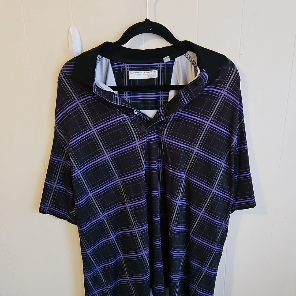 Carnoustie Performance Purple And Black Golf Polo Size Large